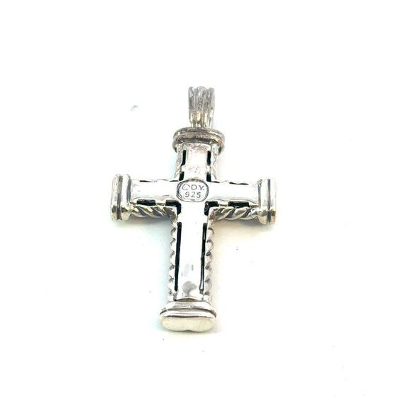 David Yurman Sterling Silver Cross Pendant Estate DY696 - Picture 3 of 5